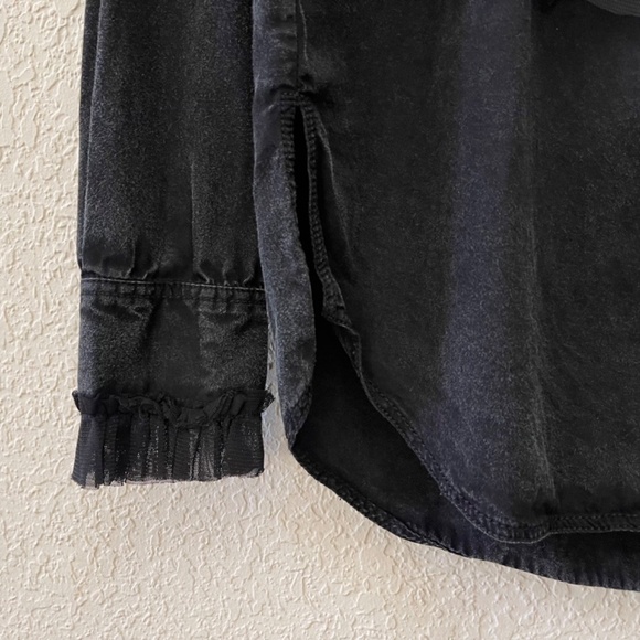 Pilcro Tulle Shirt Button Up Whimsigoth Fairy Dark Academia Witchycore Black XS - Picture 10 of 15